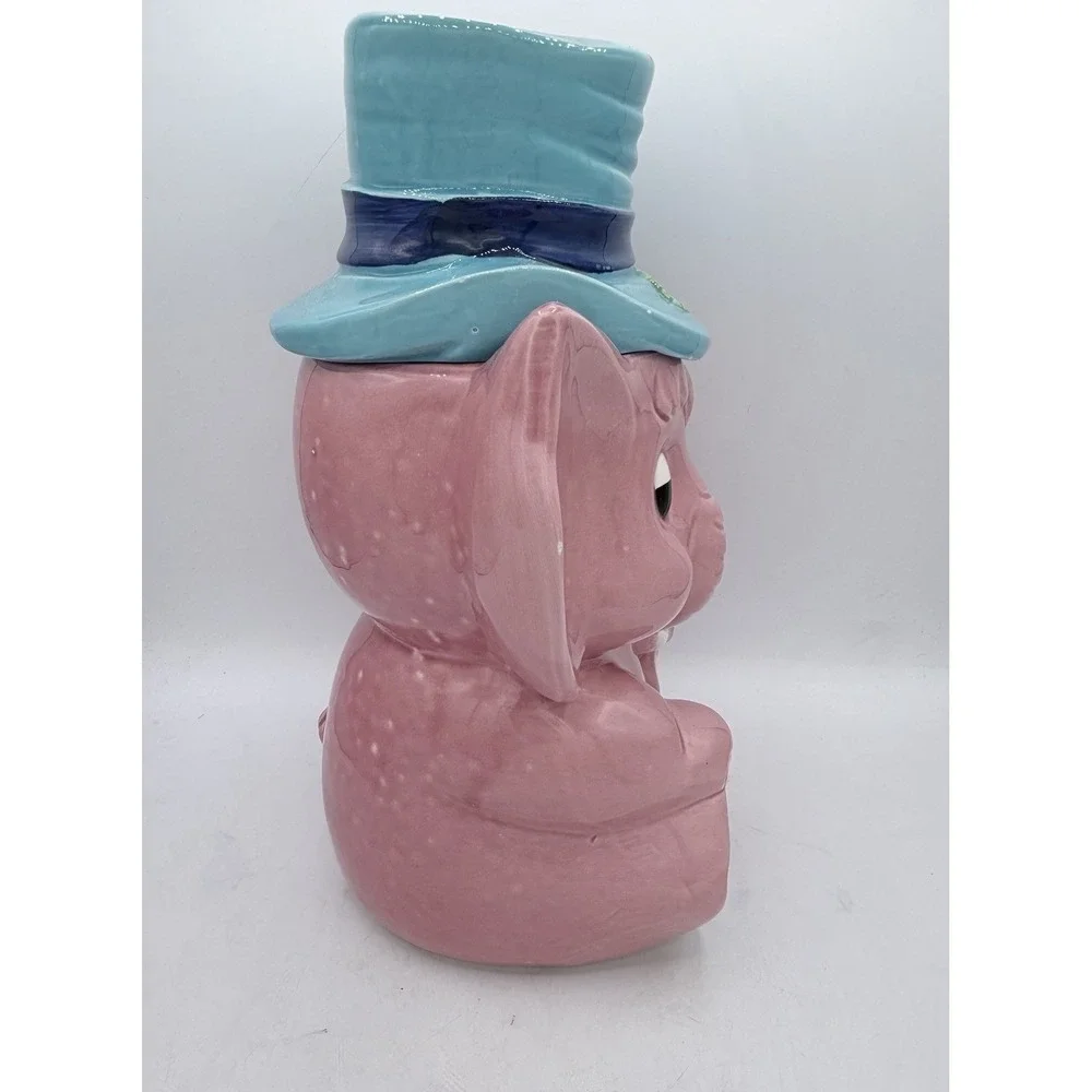 Vintage Pink Elephant Cookie‎ Jar Top Hat Ceramic Kitsch MCM 1950s Rare 12